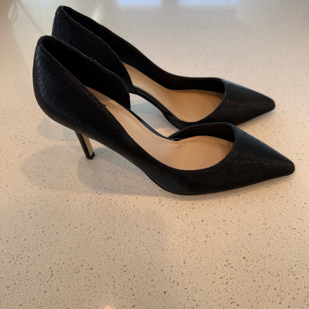 White House Black Market Shimmering Black Heels - Picture 2 of 2